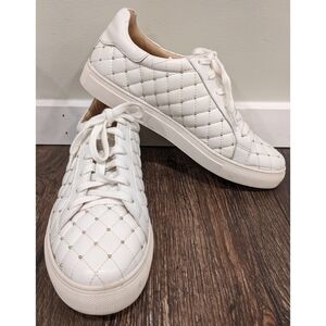 Barney's New York Leather White Quilted Fashion Sneakers Size 9.5